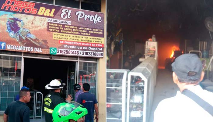 Incendio en taller de motos del centro de Armenia