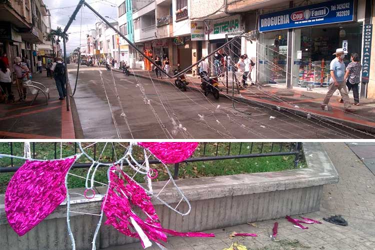 Calarcá destruyeron alumbrado navideño