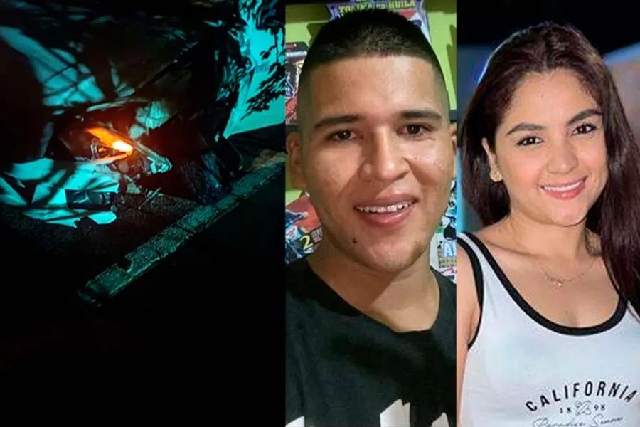 De Izq. a der. Carro que los habría arrollado. Cristian Andrés Sánchez Cabrera y Yandri Tatiana Patiño Perdomo.