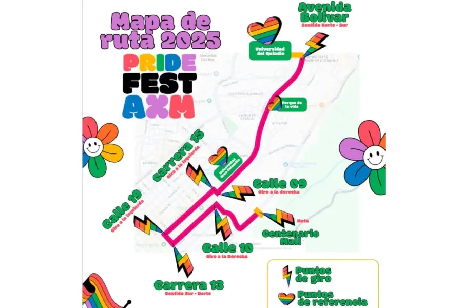 cierres viales Armenia Marcha del Orgullo LGBTIQ+