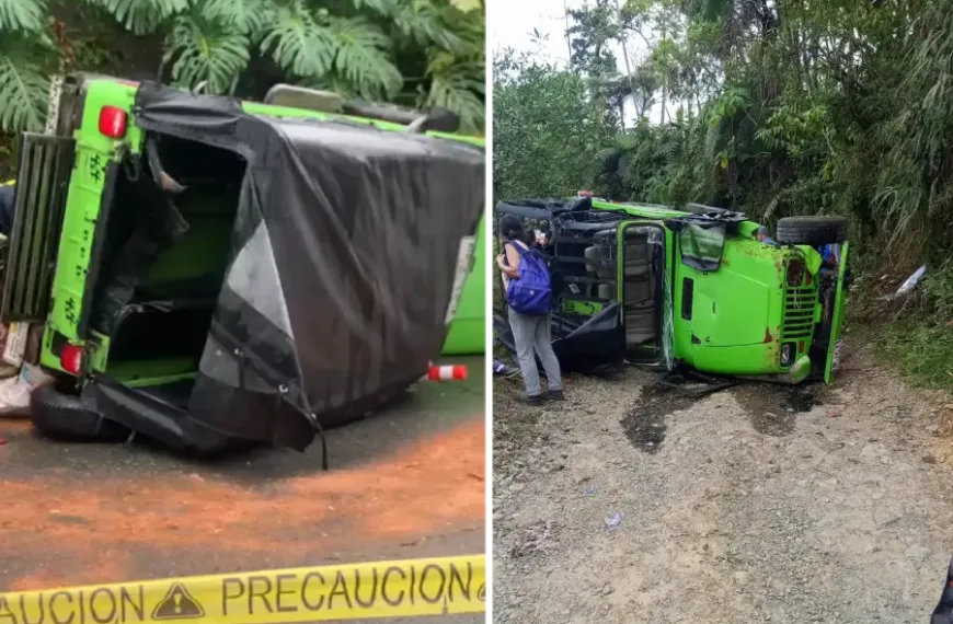 Jeep volcado dos veces Filandia