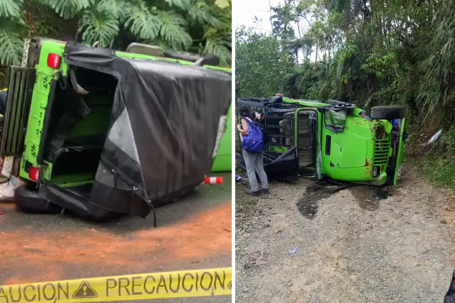 Jeep volcado dos veces Filandia