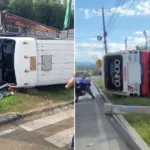 Se volcó buseta sur de Armenia