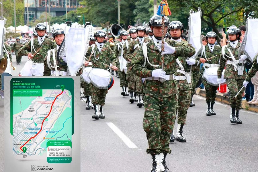 cierres viales en Armenia por desfile del 20 de julio