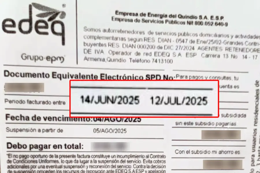 periodo factura edeq