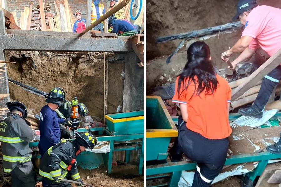 Trabajador atrapado deslizamiento rescatado en Armenia