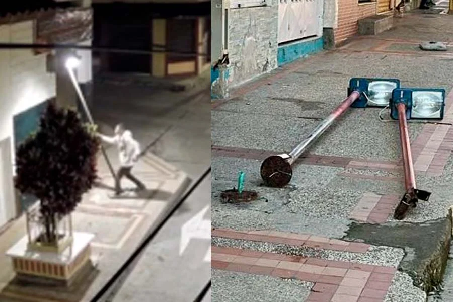 Desadaptado dañó luminarias en calle de Génova